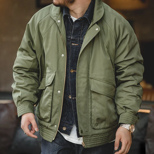 MADEN Retro Padded Pilot Jacket | Army Green or Khaki