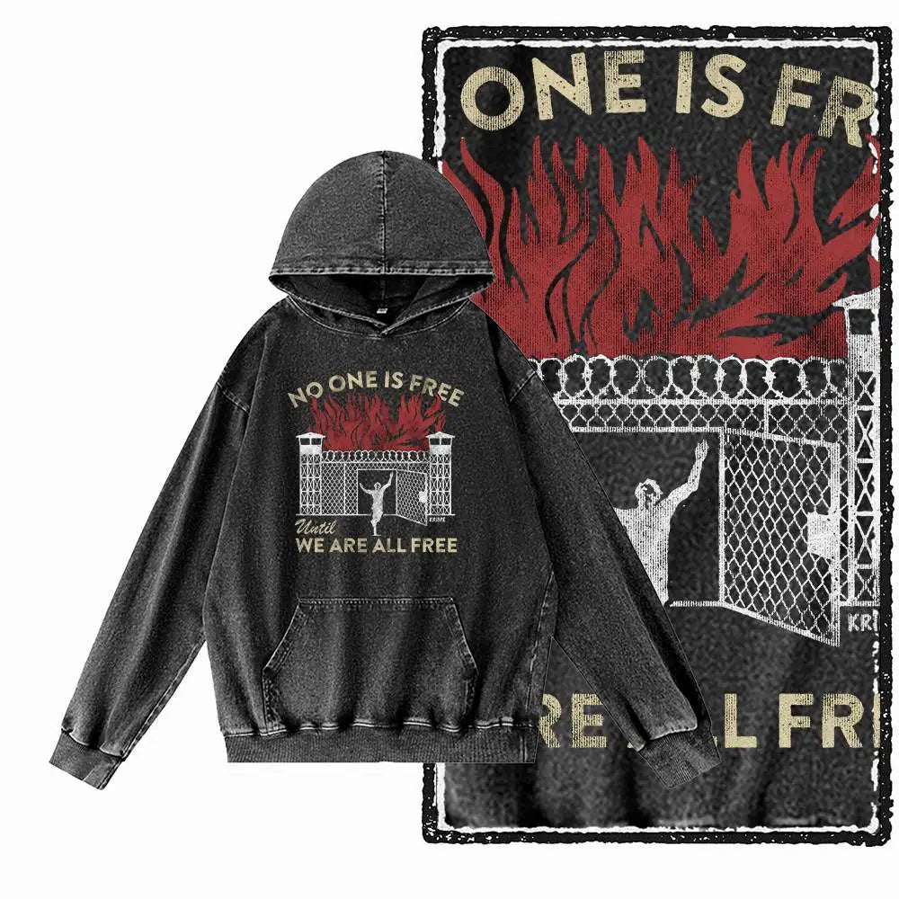 COOLMIND G24 Acid-Washed Black Graphic Hoodie