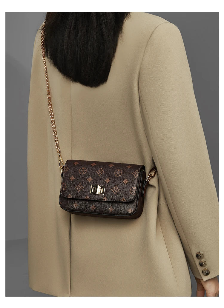 FOXER Vintage Monogram Chain Crossbody Bag