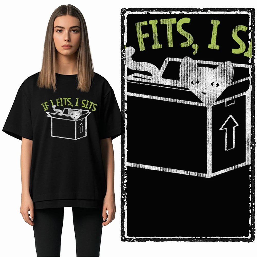 COOLMIND Cat Graphic T-Shirt | Women's Relaxed Black Tee