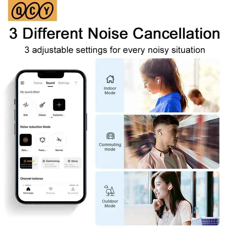 QCY HT05 ANC Wireless Earbuds - TWS Bluetooth 5.2 with 40dB Active Noise Cancellation and In-Ear Mics