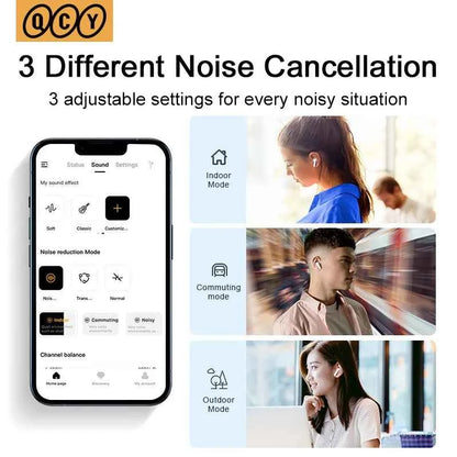 QCY HT05 ANC Wireless Earbuds - TWS Bluetooth 5.2 with 40dB Active Noise Cancellation and In-Ear Mics