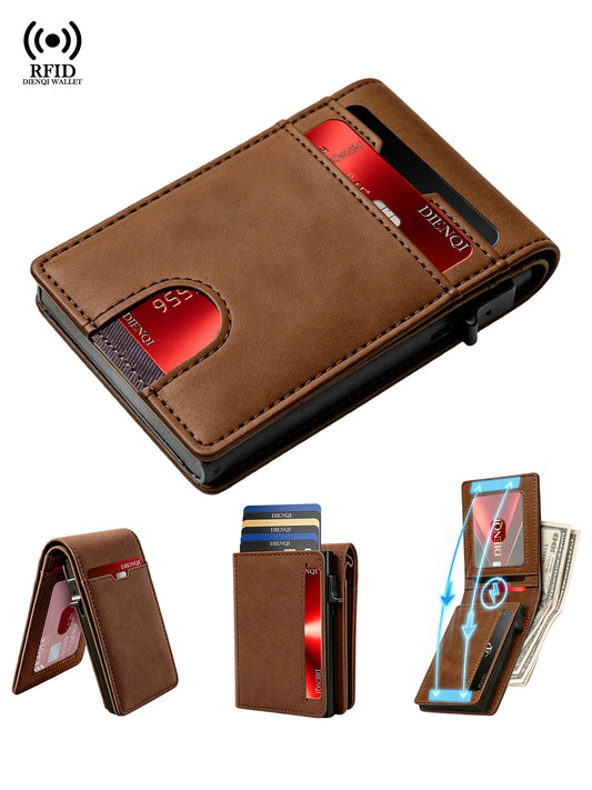 DIENQI AM2601 Slim Bifold Wallet with ID Window