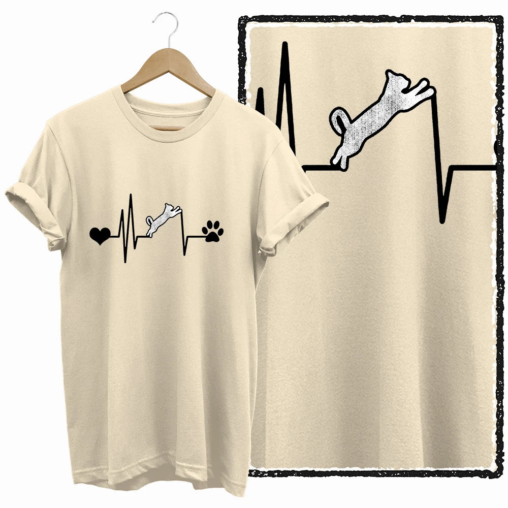 COOLMIND Beige Cat Graphic T-Shirt | Women's Relaxed Fit