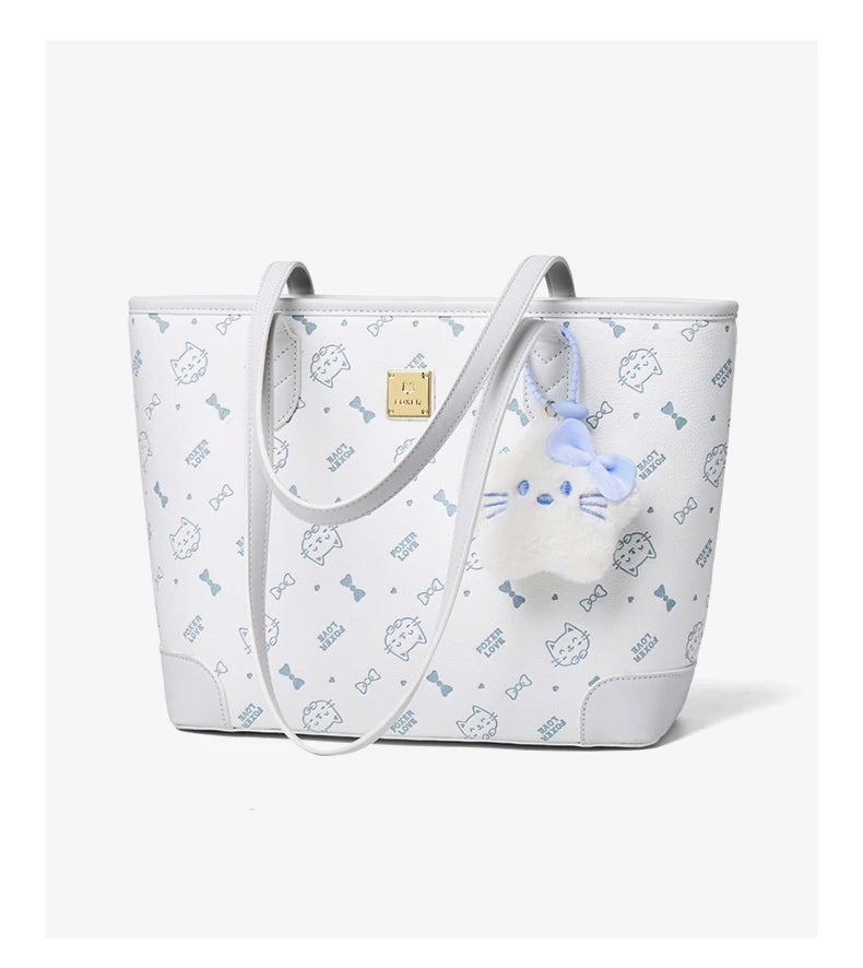 FOXER Summer New Women's Shoulder Bag PVC Leather Daily Tote Bag Female Commuting Purse Large Capacity Handbag for Everyday Use