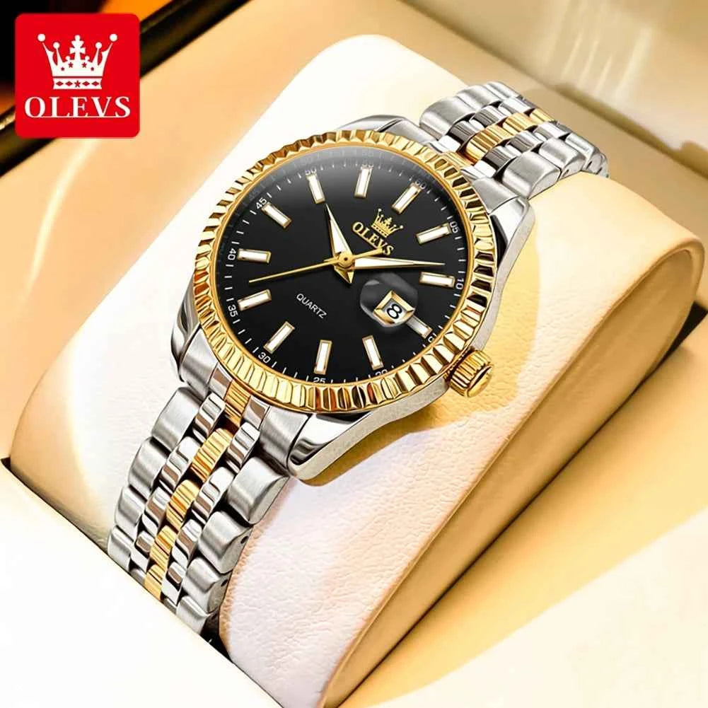 OLEVS 5593 Waterproof Watch Unisex Fashion Quartz Wristwatch with Luminous Features and Date Calendar Design