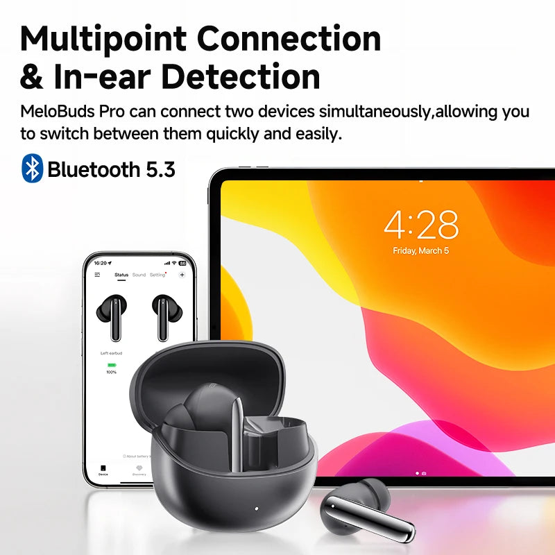 QCY MeloBuds Pro Earphones with 46dB ANC, Hi-Res LDAC, Bluetooth 5.3, 6 Mic Multipoint Connection, In-Ear Detection - ShopHub