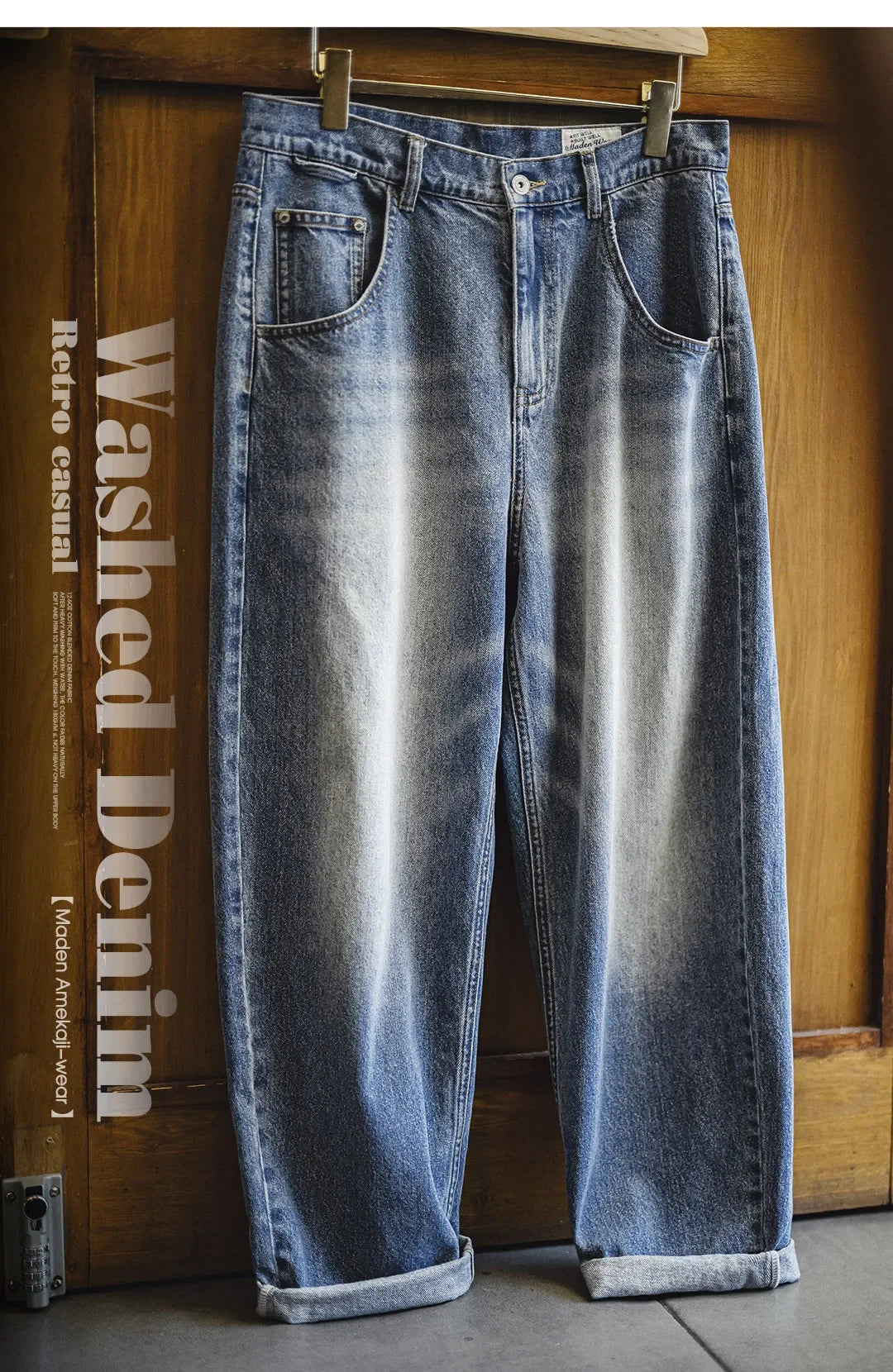 Maden Men's 12.6oz Retro Cat Whiskers Jeans
