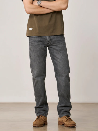 SIMWOOD 2026 Autumn Winter New Loose Straight 13oz 100% Cotton Fabric Jeans Men Washed Vintage Classical Denim Trousers