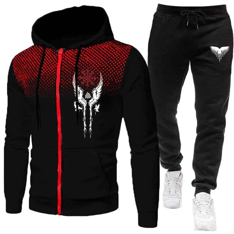 Men's Casual Sportswear Set: Autumn Winter Zipper Jacket and Sweatpants Outfit