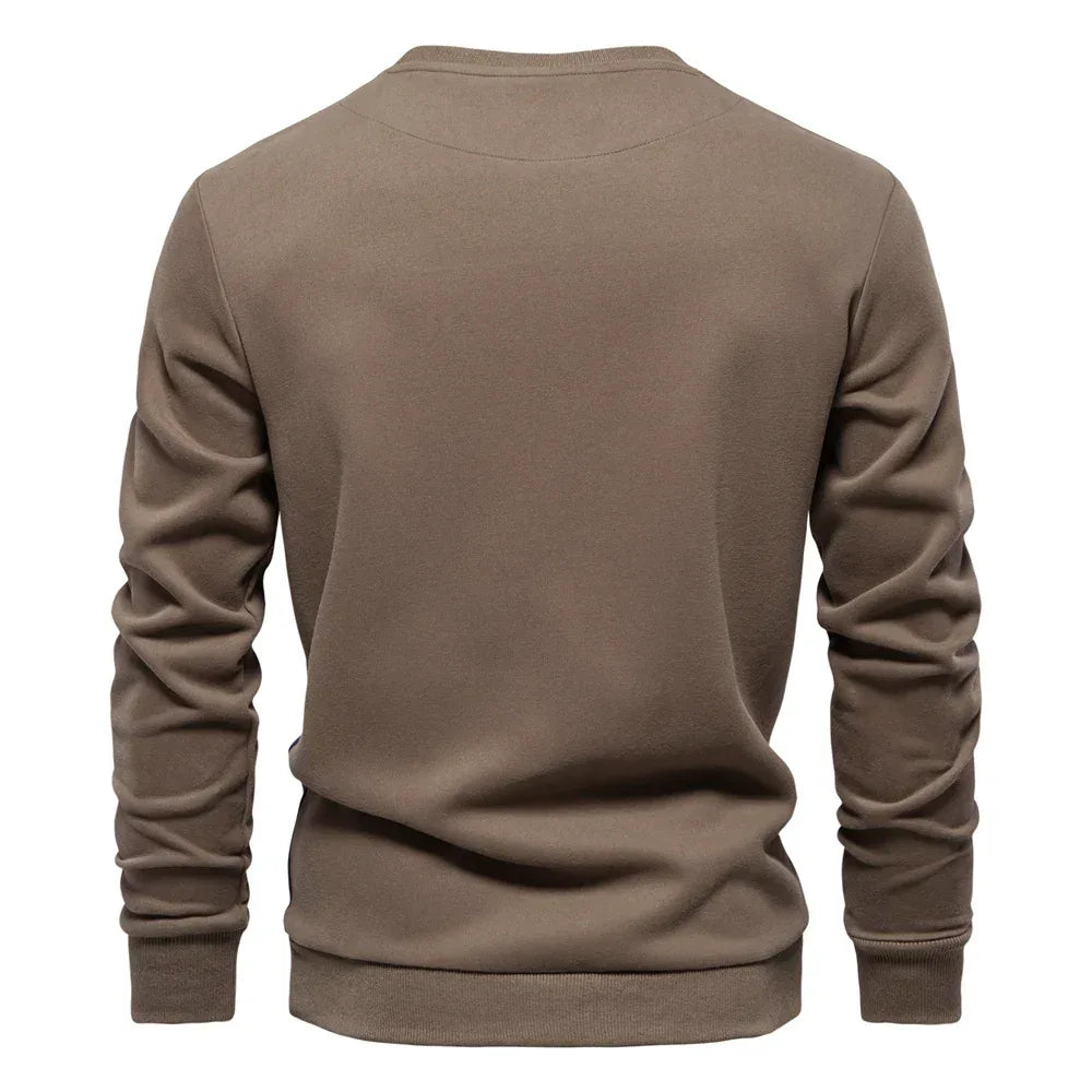 AIOPESON Patchwork Cotton-Blend Crew Neck Sweatshirts - ShopHub