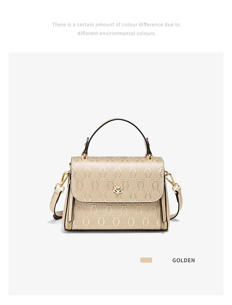 FOXER Lady's Handbag Split Leather Shoulder Bag 2026 Fashion Light Luxury Crossbody Bag Vintage Commute Female Messenger Bag