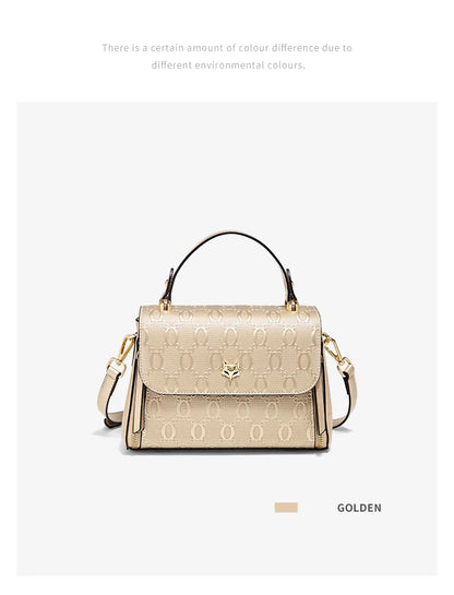 FOXER Lady's Handbag Split Leather Shoulder Bag 2026 Fashion Light Luxury Crossbody Bag Vintage Commute Female Messenger Bag
