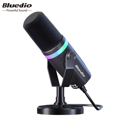 Bluedio S3000 Microphone - USB/XLR Dynamic Mic for Gaming, Streaming, and PS5/4 with Headphone Jack, RGB, and Mute Function