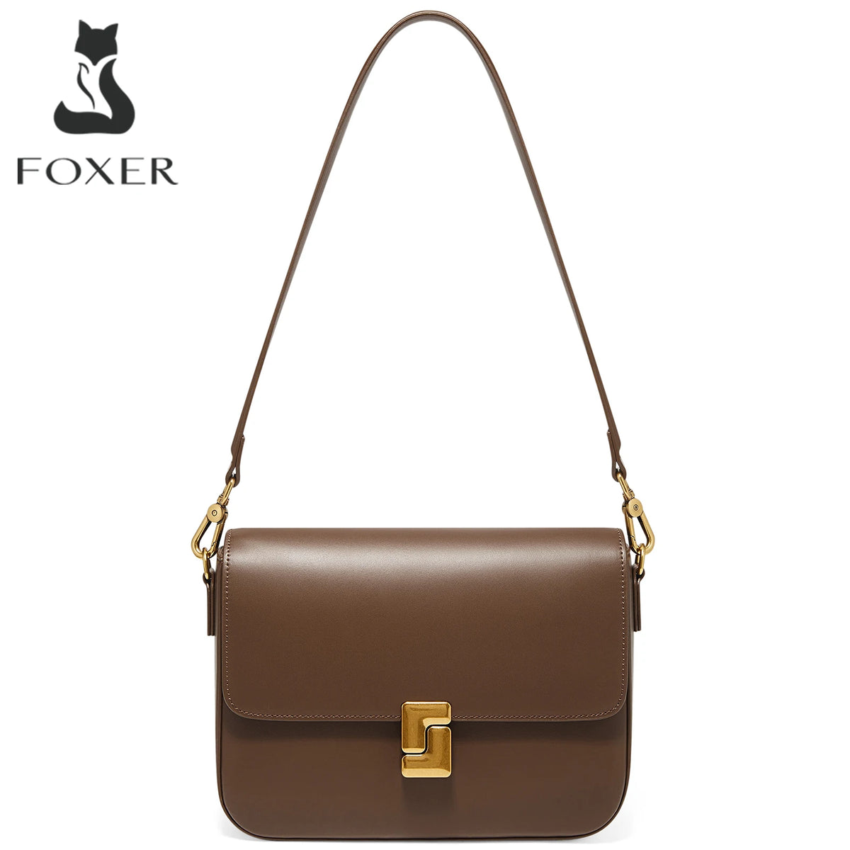 FOXER New Women's Shoulder Bag Split Leather Classic Fashion Square Bag Light Luxury Lady Crossbody Bag Gift for Women