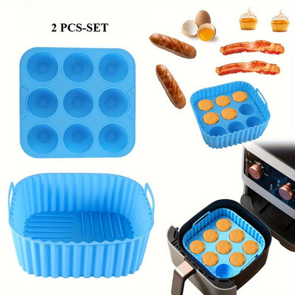 Premium Silicone Air Fryer Set - 9-Hole Cake Mold