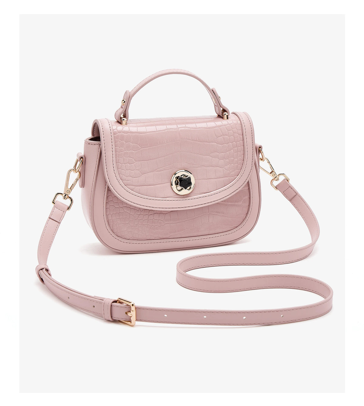 FOXER Chic Luxury Shoulder Bag for Women PU Leather Pink Top‑handle Handbag Fashion Ladies Crossbody Purse for Daily Dating