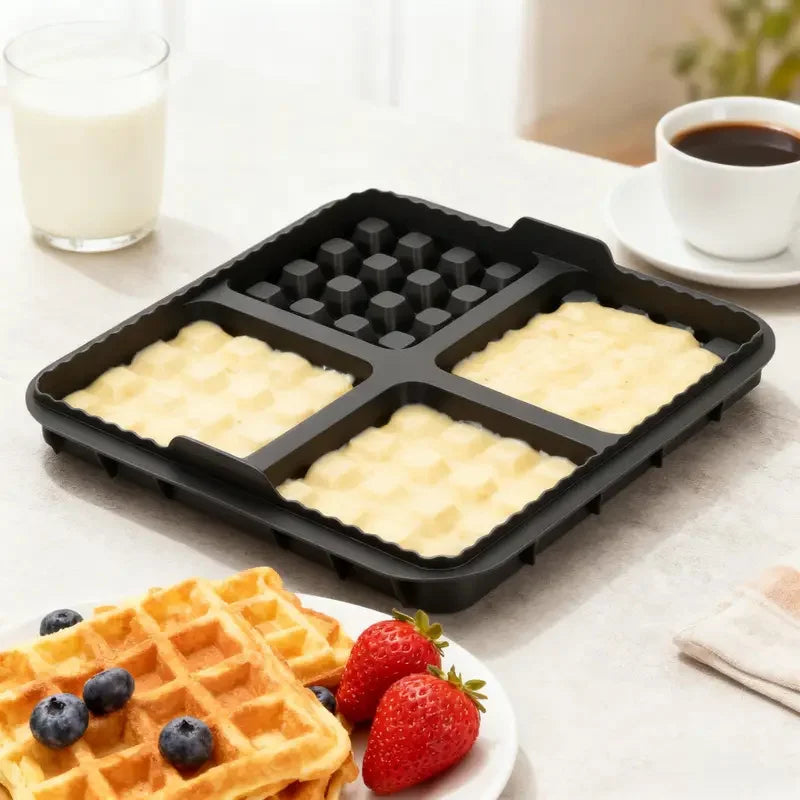 Square Waffle Mold, Non-Stick Baking Pan for Air Fryer