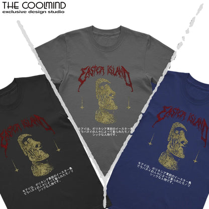 COOLMIND Easter Island Statue Graphic Cotton T-Shirt