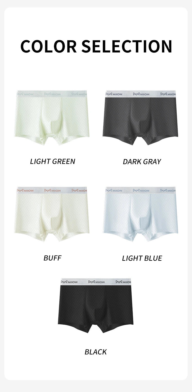 MiiOW 6Pcs Men's Summer Ice Silk Boxers - Antibacterial Breathable Mesh Underwear