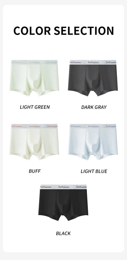 MiiOW 6Pcs Men's Summer Ice Silk Boxers - Antibacterial Breathable Mesh Underwear