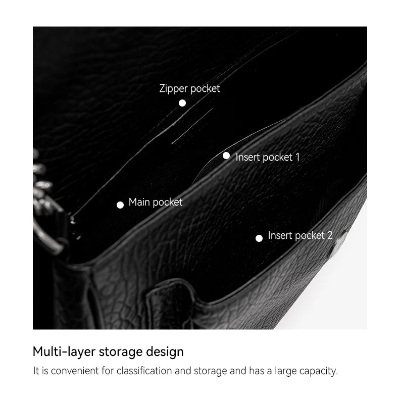 BAFELLI Chained Genuine Leather Satchel Bag
