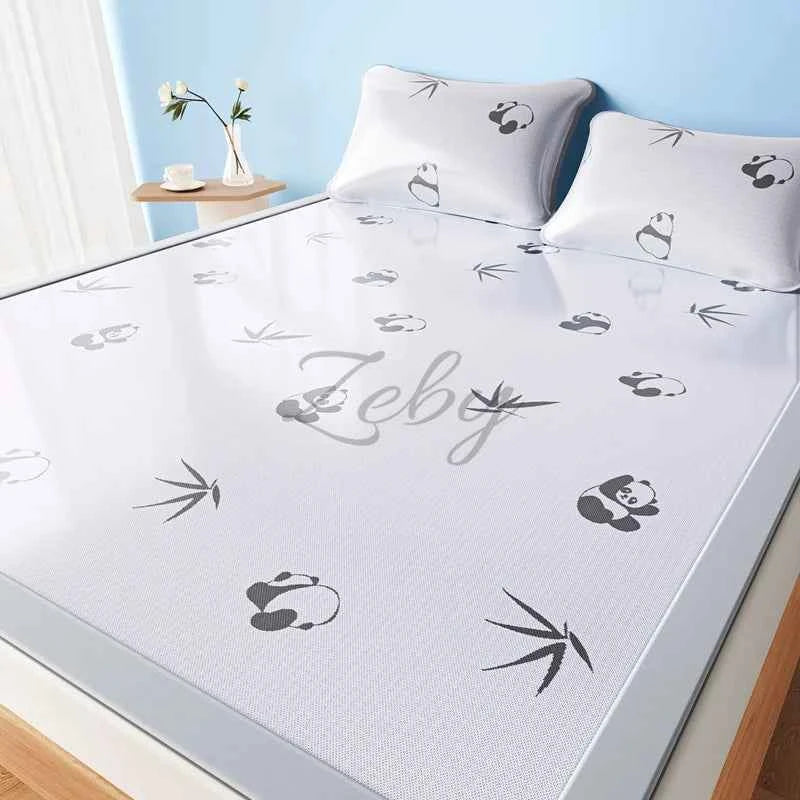 New Cooling Feeling Mattress Cover Summer Foldable Pad Ice Silk Cool Mats Breathable Coolness Bed Mat and Pillowcase 2\3 Pcs Set