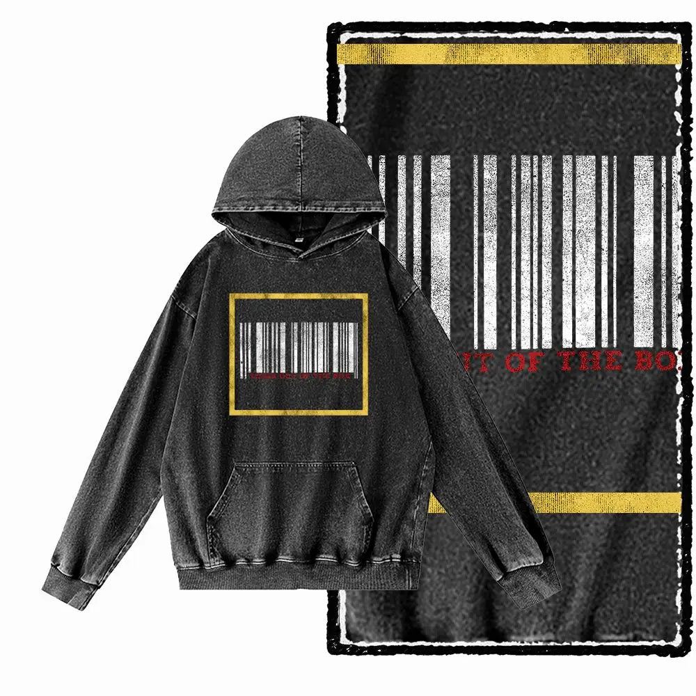 Think Outside the Box Acid-Washed Black Graphic Hoodie