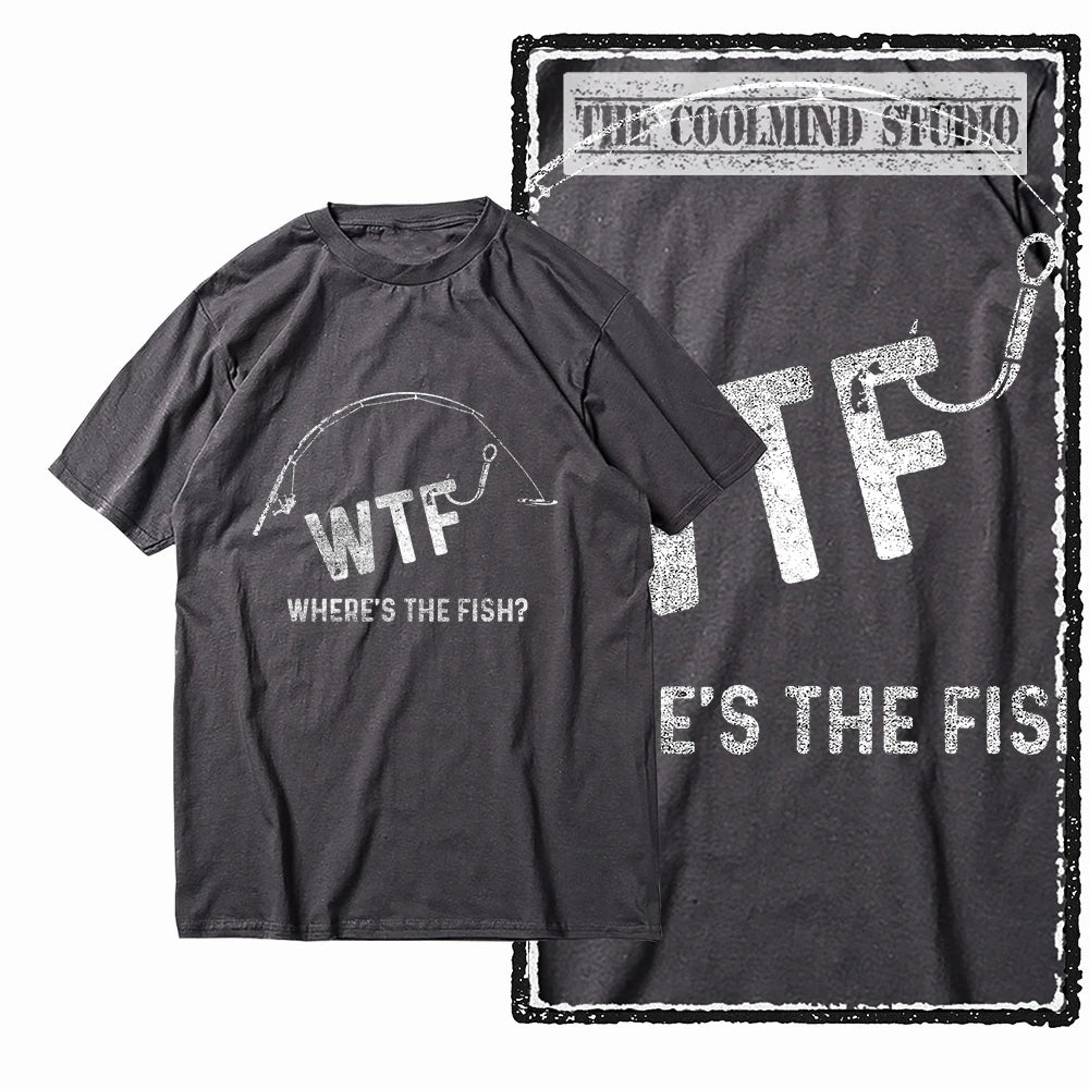 COOLMIND Z1018 Funny Fishing Graphic Cotton Tee
