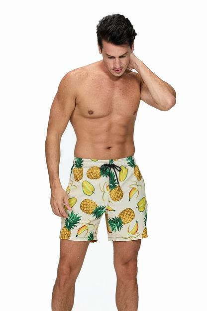 ShopHub NZ men's boardshorts with side zipper pockets, polyester fabric, long liner, ideal for beach and gym activities
