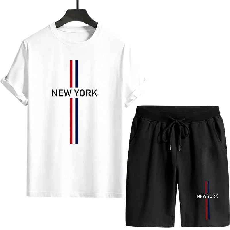 Men's Casual Tracksuit - Crew Neck T-shirt and Sports Shorts for Spring Summer Comfort and Style
