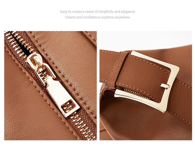FOXER Large Soft Split Leather Shoulder Bag