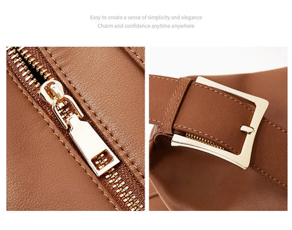 FOXER Large Soft Split Leather Shoulder Bag