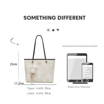 FOXER Designer Women's Tote Bag High Quality PVC Leather Female Handbag Trendy Casual Commuter Shoulder Bag with Pendant