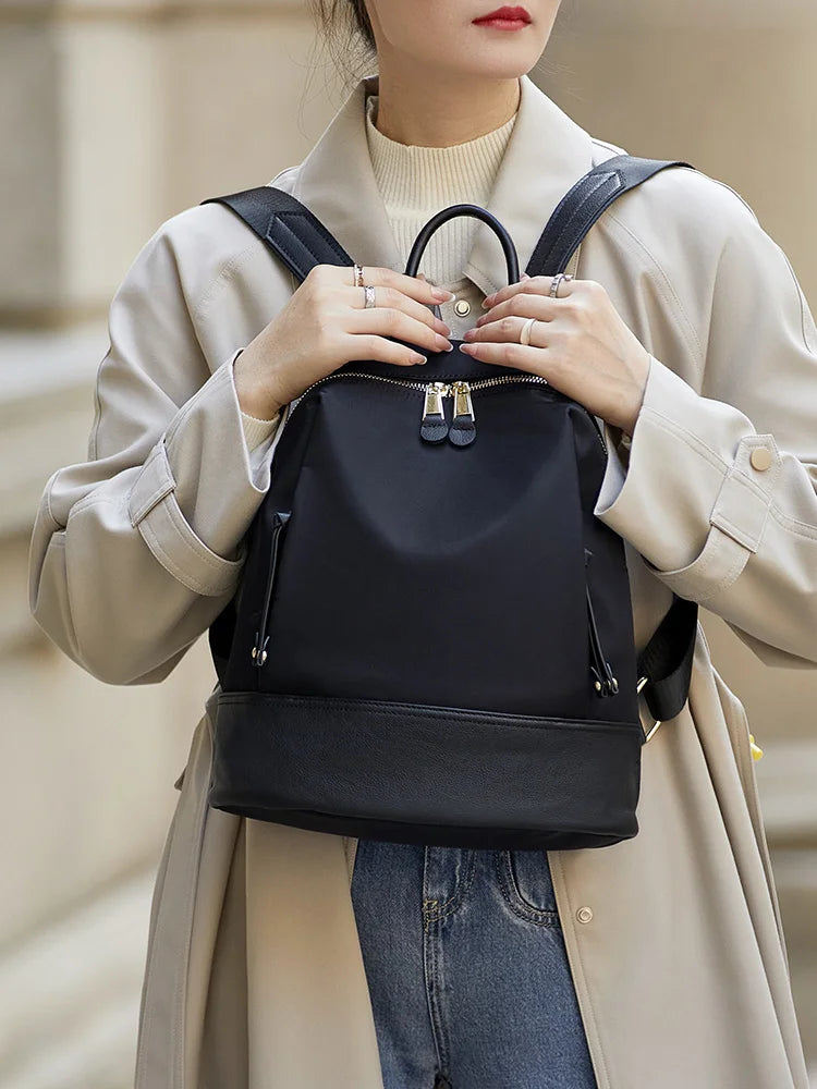 New Oxford &Leather Female Aesthetic Backpack School Bags Luxury Designer for Girls Women Backpacks Travel Light Weight - SC1708