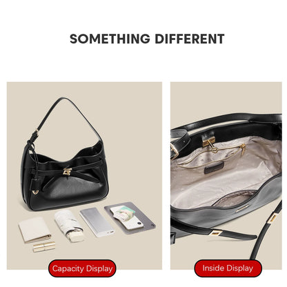 FOXER Women's Shoulder Bag Soft Artificial Leather Underarm Bag Large Capacity Lady Handbag Simple Daily Tote Bag Purse