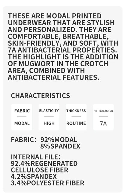 MiiOW Modal Men Underwear - 3Pcs Silky Skin-friendly Breathable Antibacterial Boxers