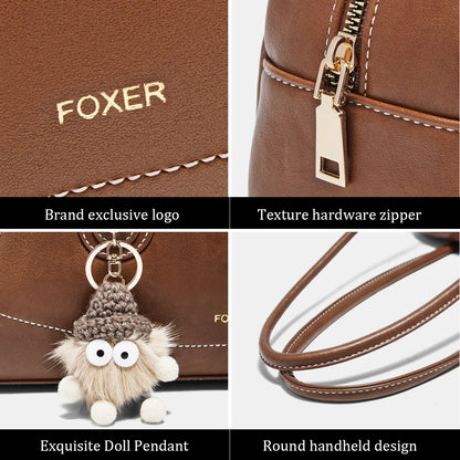 FOXER New Large Capaci Women's Handbag PU Leather Simple Retro Single Underarm Bag for Female Casual Commuting Pillow Bag Purse