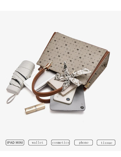 FOXER Vintage Women Handbag PVC Leather Tote Bag Large Capacity Top‑Handle Shoulder Crossbody Bag for Ladie Daily Work Purse