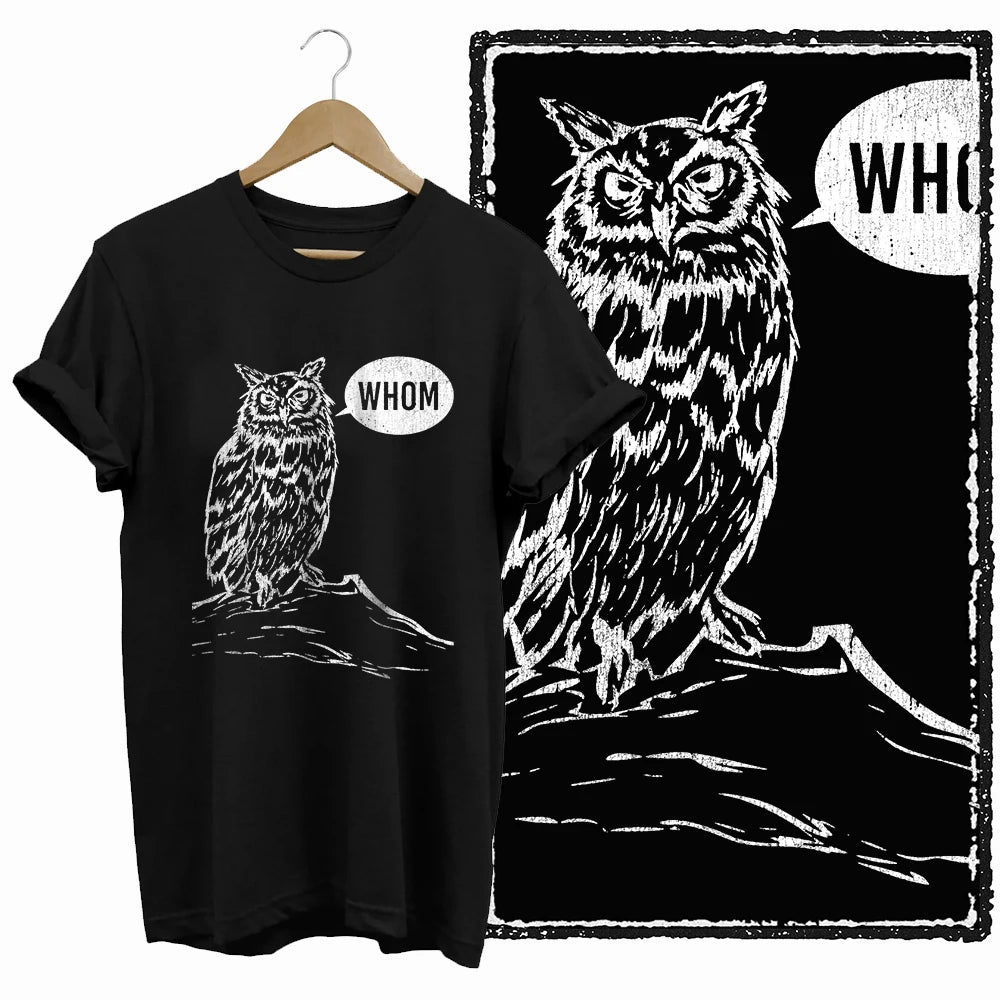 COOLMIND Black Owl Graphic Cotton T-Shirt | Women's Relaxed Fit