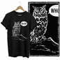 COOLMIND Black Owl Graphic Cotton T-Shirt | Women's Relaxed Fit