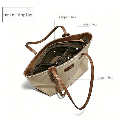 FOXER Women's Large Capacity Tote Bag Casual PU Leather Lady's Shoulder Bag Commute Travel Handbag All-match
