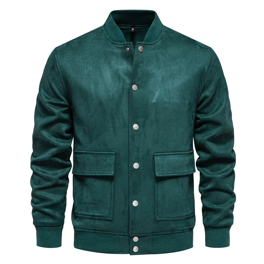AIOPESON Suede Button-Up Bomber Jackets - ShopHub