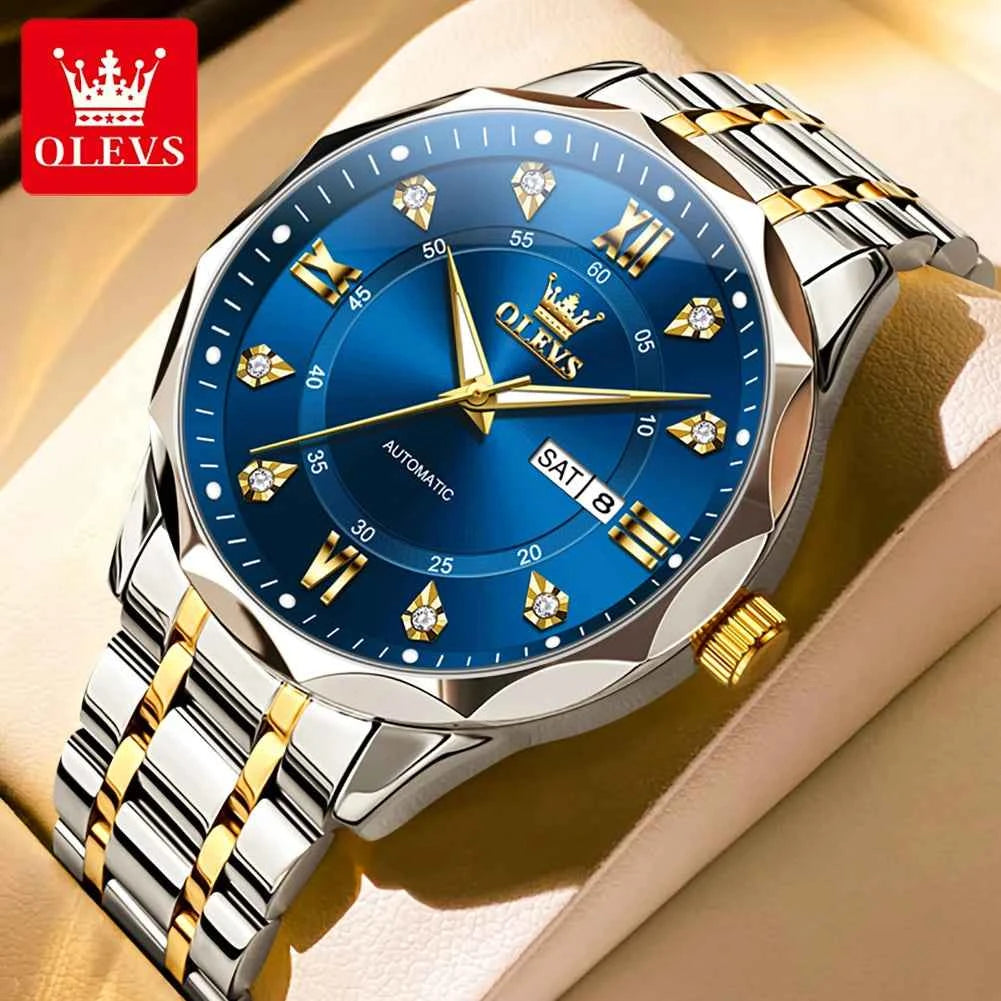 OLEVS 6727 Automatic Mechanical Watch for Men & Women - Waterproof Luminous Calendar Wristwatch with Gift Box