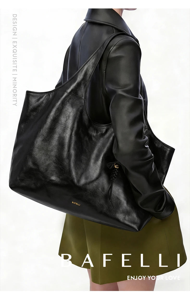 BAFELLI Soft Leather Large Capacity Work Tote Bag