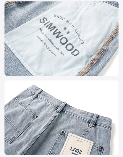SIMWOOD 2026 Spring Summer New Loose Relax Logging Jeans Men 11oz Fabric Cargo Denim Trousers