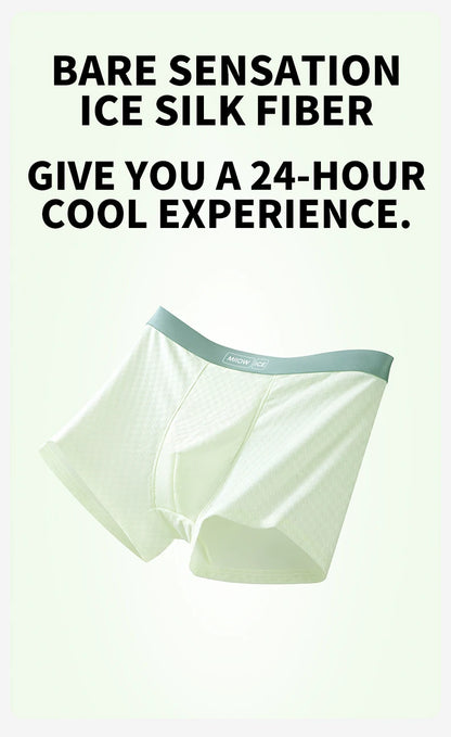 MiiOW Men's Antibacterial Underwear 4Pcs Silky Ice Silk Boxer Briefs