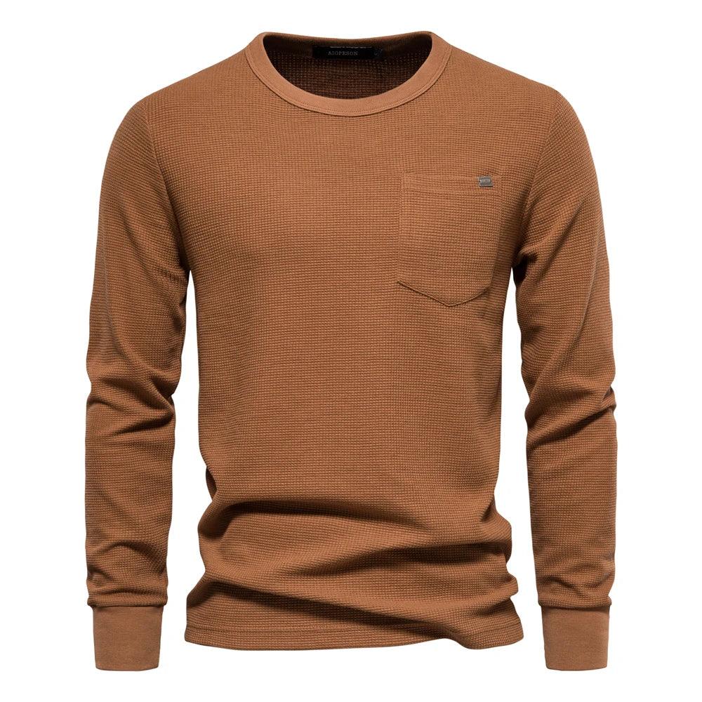 AIOPESON Men's Waffle Cotton Long Sleeve Shirts - ShopHub
