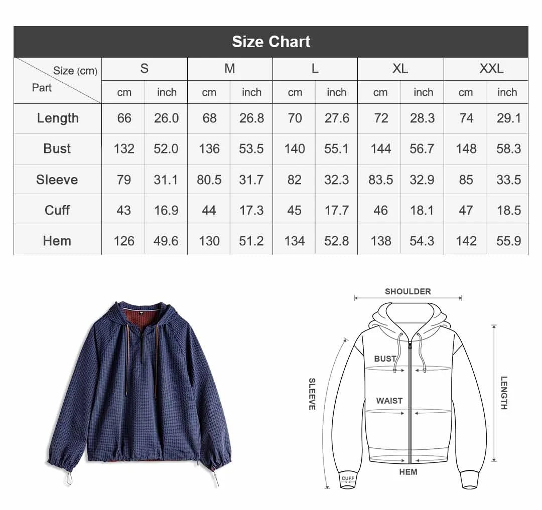 Maden Men's Textured Seersucker Half Zip Hoodie Lightweight Outdoor Pullover Jacket Casual Streetwear Blue Spring Sweatshirt