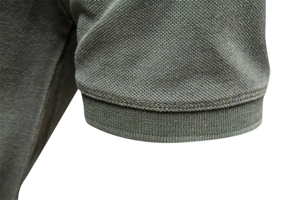 AIOPESON 100% Cotton Solid Colour Men's Polo Shirts - ShopHub